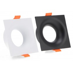 Foco fijo empotrar SPA02 Cuadrado 83x83mm, corte 70x70mm para Lámpara GU10/MR16, Blanco ó Negro